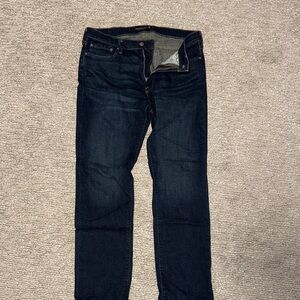 Abercrombie & Fitch Men's Dark Blue Wash Straight Jeans